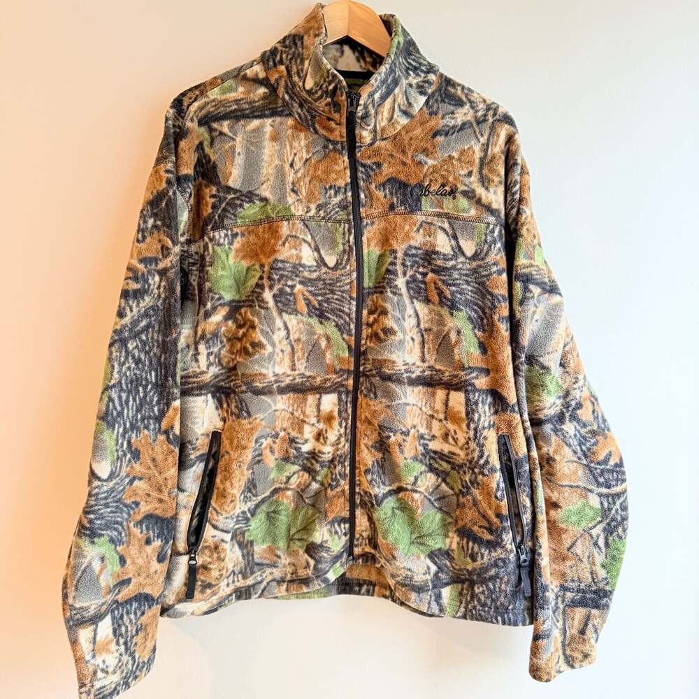 Cabela's Men's Size XL High Pile Fleece Full Zip Camo Hunting Jacket